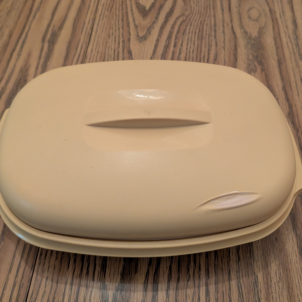 Tupperware 1275-2 Microwave Steamer Set Beige White 3-Piece with Lid Vintage